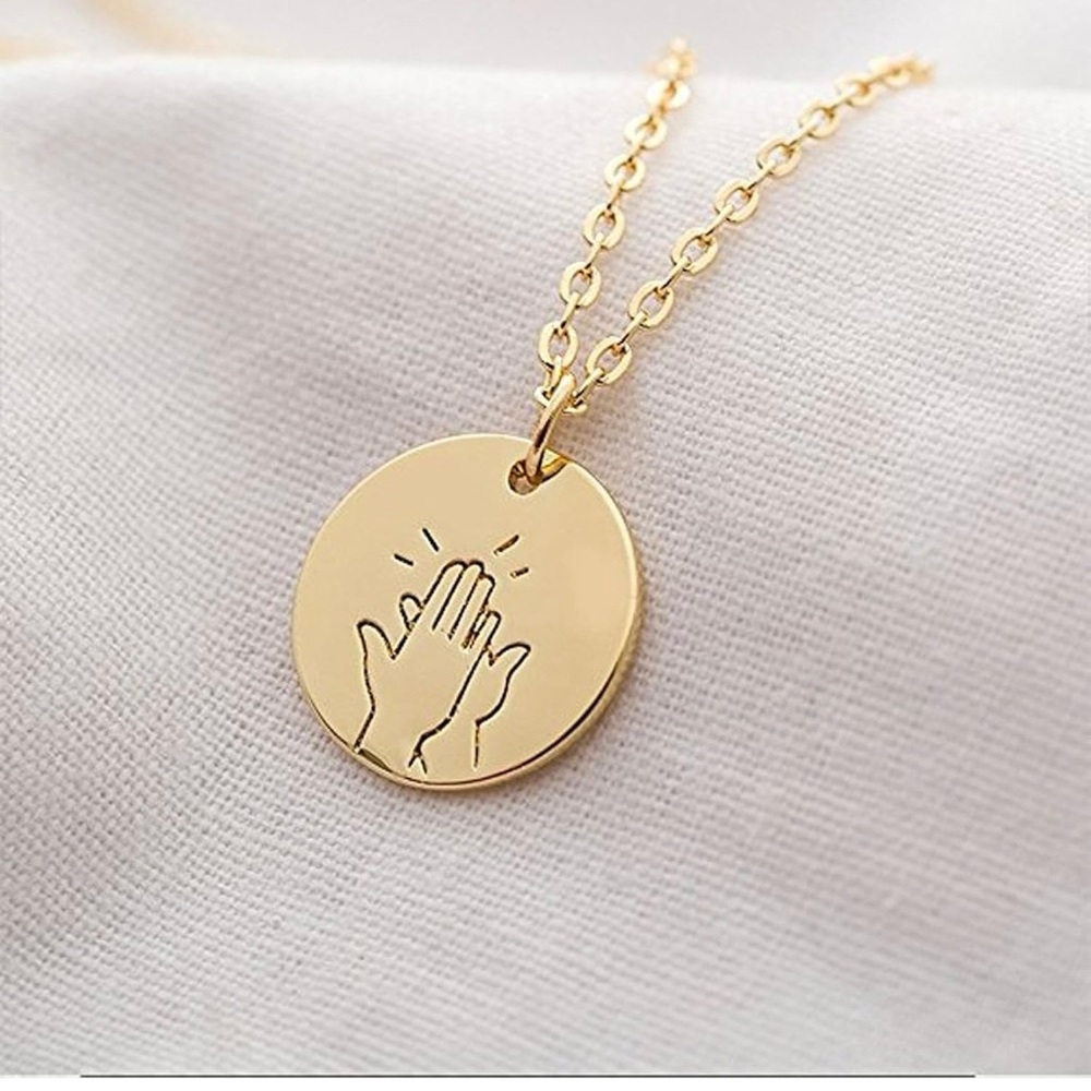 Gold High Five Pendant Necklace